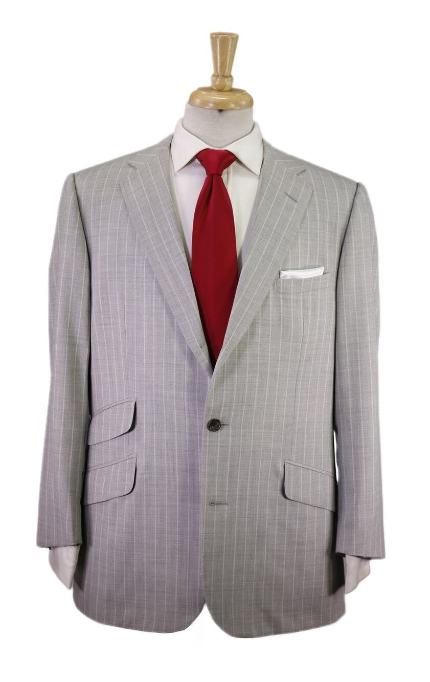 Alfred Dunhill London Light Gray Striped 2-Btn Wool Suit 38R